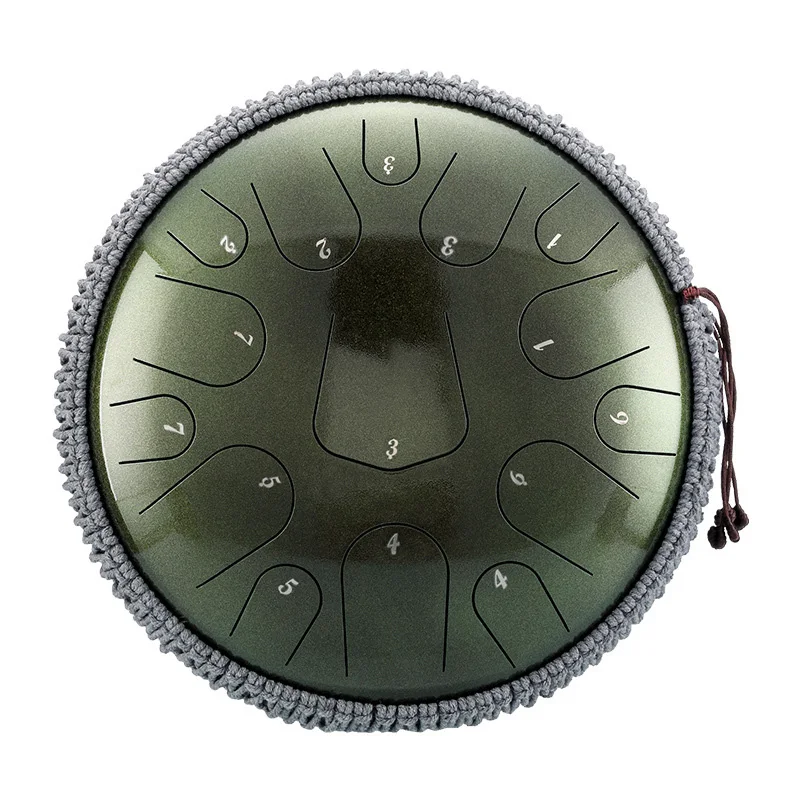 Hluru Music Drum 14 Inch 15 Notes Glucophone Steel Tongue Drum 12 Inch 13 Notes Ethereal Drum Percussion Musical Instruments