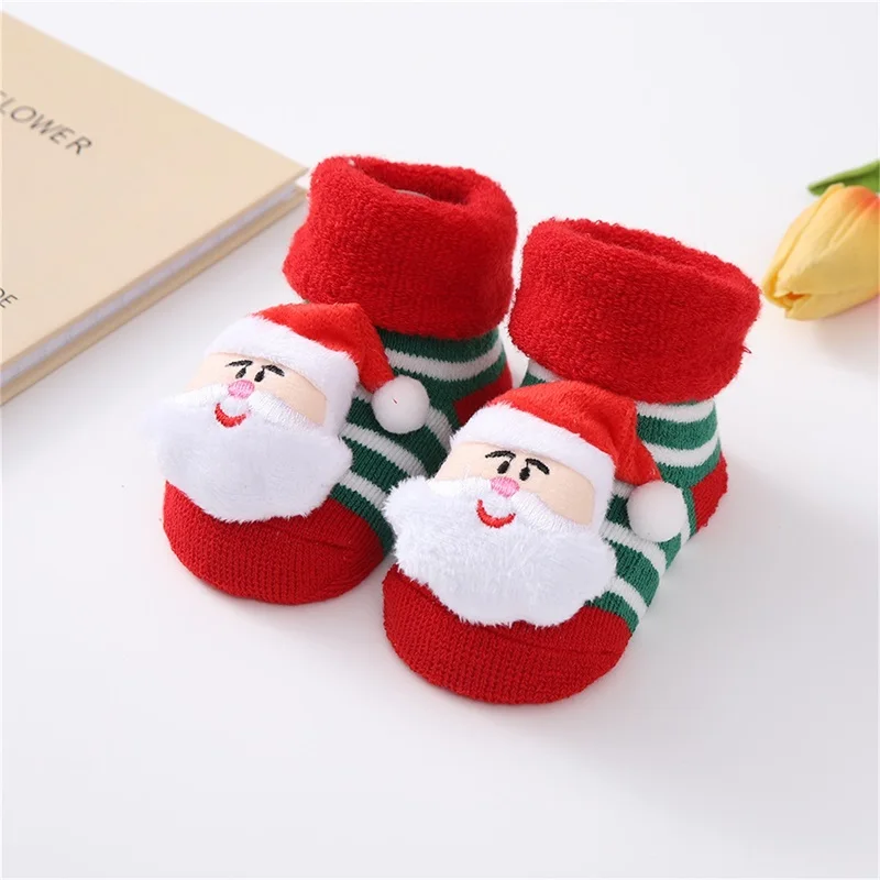 Infant Christmas Terry Socks Breathable Soft Warm Cute Socks Elastic Walking Socks for Baby Clothing Accessory