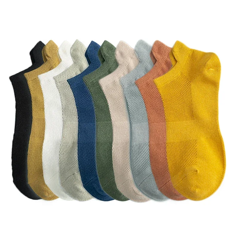 

5 Pairs Cotton Short Sock for Men Crew Ankle Mesh Breathable Summer Low-Cut Casual Comfortable High Quality Fashion Male Socks