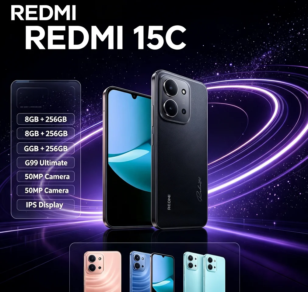 2026 New official Redmi 15C Unlocked Android Smartphone 8+256GB Dual SIM Dual Standby Feature Official Authentic Product