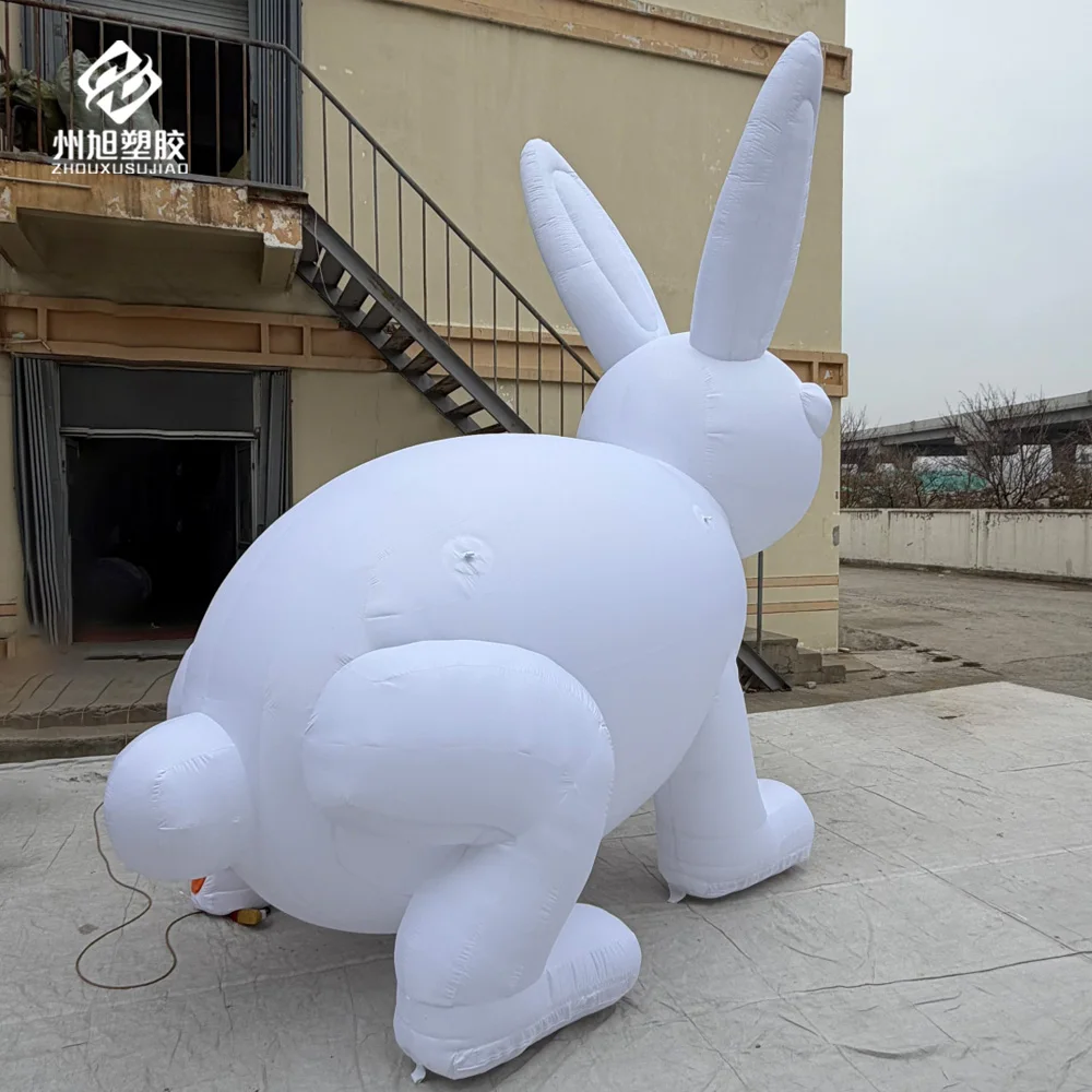 Inflatable white rabbit, for display in commercial stores, inflatable realistic wild rabbit model