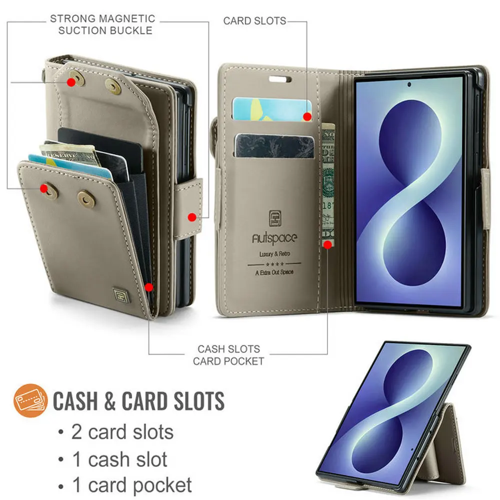 Etui Z Fold8 5G Flip Case do Samsung Galaxy Z Fold 8 z paskiem na szyję, skórzane etui portfelowe Funda do Galaxy Z Fold8, szeroka, odporna na wstrząsy osłona. — zdjęcie produktu 3