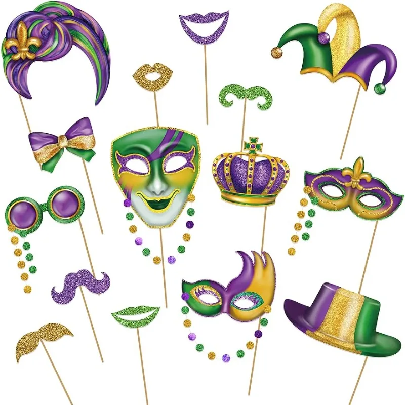 

15Pcs Mardi Gras Photo Booth Props Supplies Fat Tuesday Mardi Gras Party Photo Props Mardi Gras Themed Birthday Party Decoration