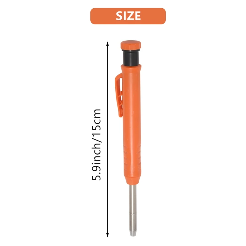 詰め替えスト付きソリッドカーペンターペンシルセット、内蔵シャープナー、ディープホール、メカニカルペンシルマーカー、マーキングツール、新しい
