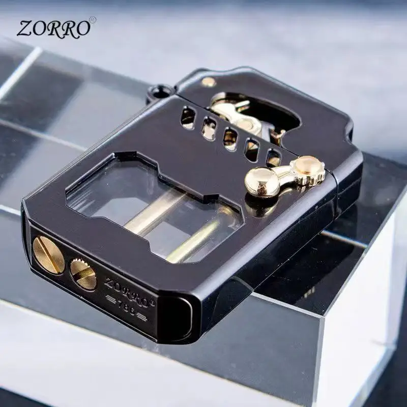 2025 New Zorro Kerosen Lighter Cyber Mecha Transparent Bin Rocker Cool Classic Torrens Tide Men Lighters Wholesale