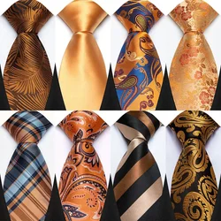 Wedding Tie For Men Women 8CM Orange Color Neck Tie For Party Jacquard Neckties Adult Brown Neck Ties For Groomsmen Gifts