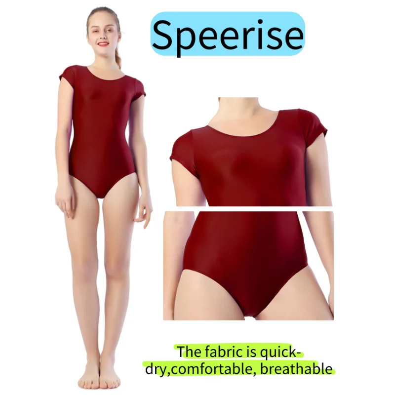 

Ballet Leotards For Women Basic Style Short Sleeve Solid Colors Dance Adult Ballet Practice Dance Costume Gymnastics Leotards