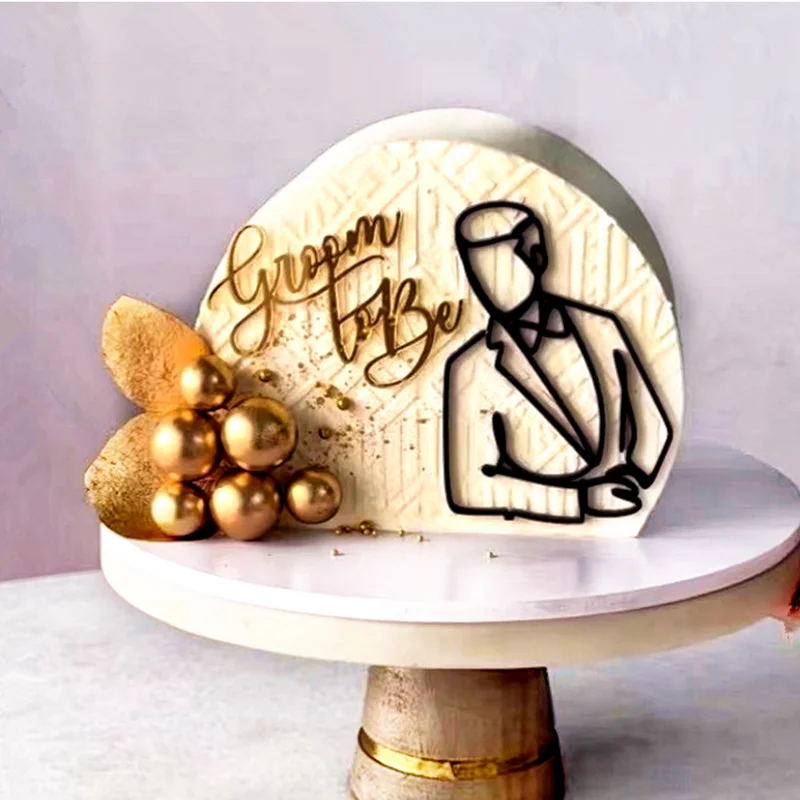 Gold-schwarzer Acryl-Kuchenaufsatz „Happy Father's Day“ für Geburtstagskuchen – Gesichtsform für Jungen und Mädchen, Party-Kuchendekoration, Dessert-Deko