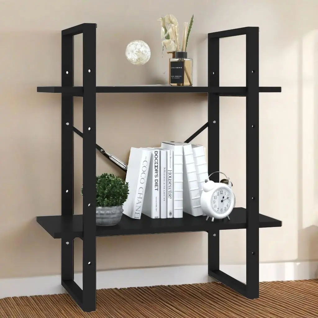 

23,6x11,8x27,6 Черный 2-уровневый книжный шкаф — стильная деревянная полка для хранения