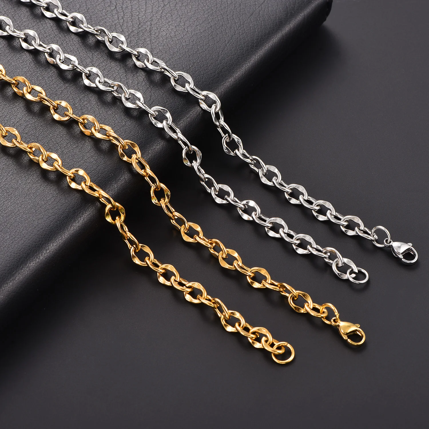 5/6/7mm Edelstahl Ovalkette Kubanische Halskette Hip-Hop Punk Knoten-Glieder Exquisiter Armschmuck für Frauen und Männer – Detail 5