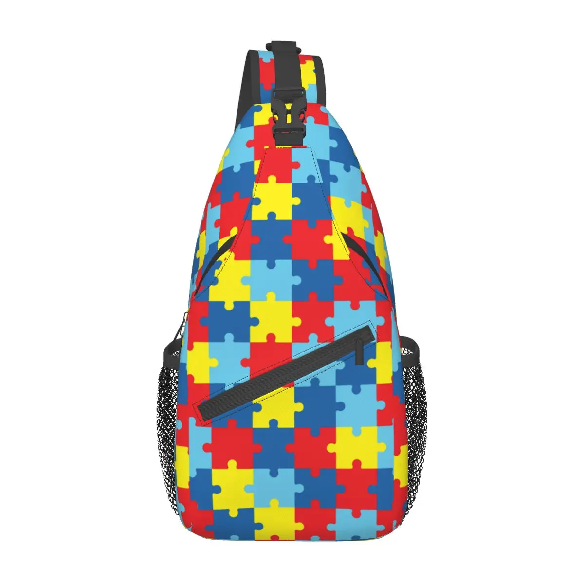 

Rainbow Puzzle Geometric Crossbody Sling Bags Small Chest Bag Colorful Shoulder Backpack Daypack Hiking Outdoor Biking Satchel