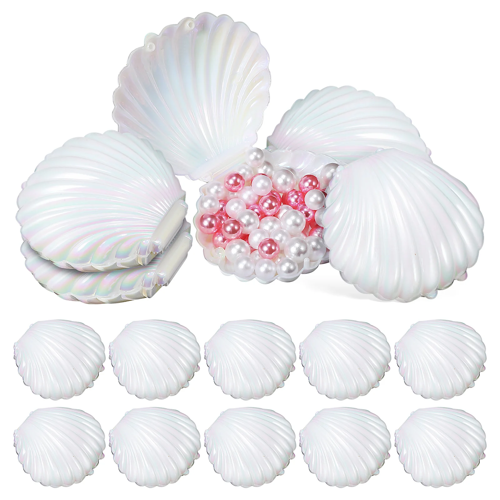

15Pcs Simulation Seashells Home Decoration Jewelry Organizer Shell Shape Storage Holders Pearl Display Case Elegant Desktop