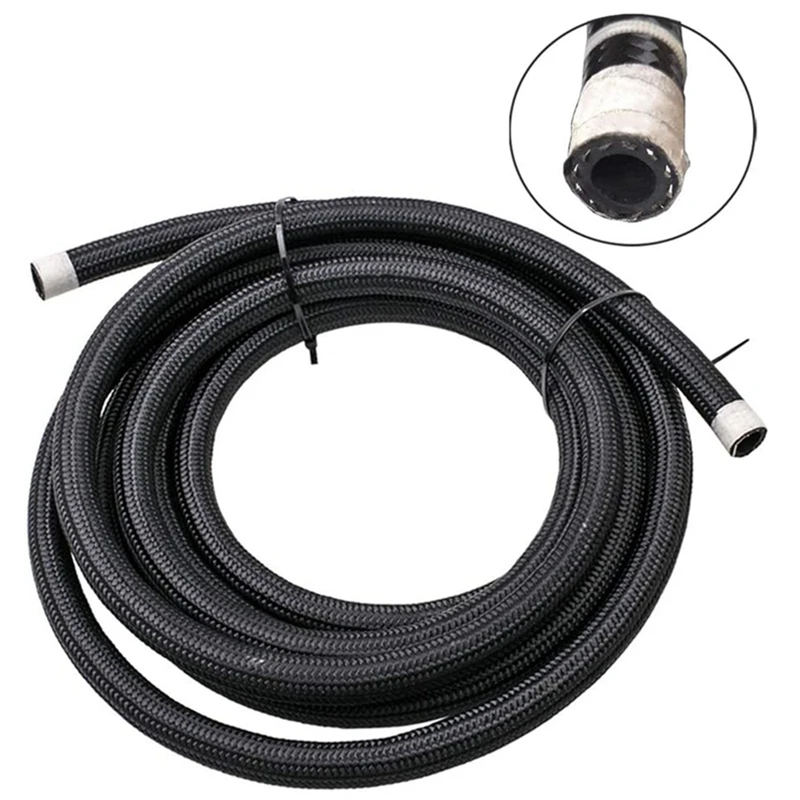 1M/3M/5M/6M AN4 AN6 AN8 AN10 Kraftstoffschlauch Öl-Gas-Kühlerschlauch Leitung Rohr Nylon Edelstahl Geflochten Innen CPE Gummi – Detail 7