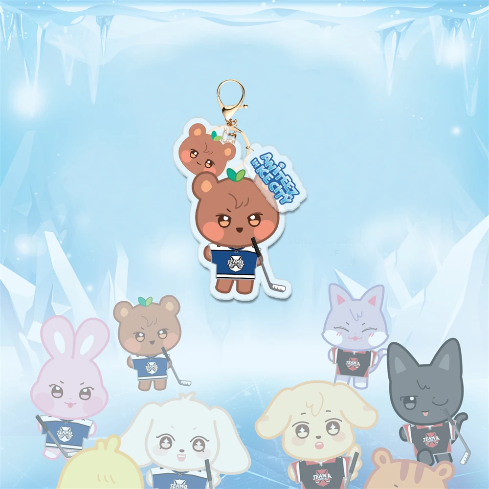 ATEEZ Kpop Keychain IN Ice City ANITEEZ Character Key Chain Keyring  Hongjoong Seonghwa Yunho Yeosang San Charm Accessory