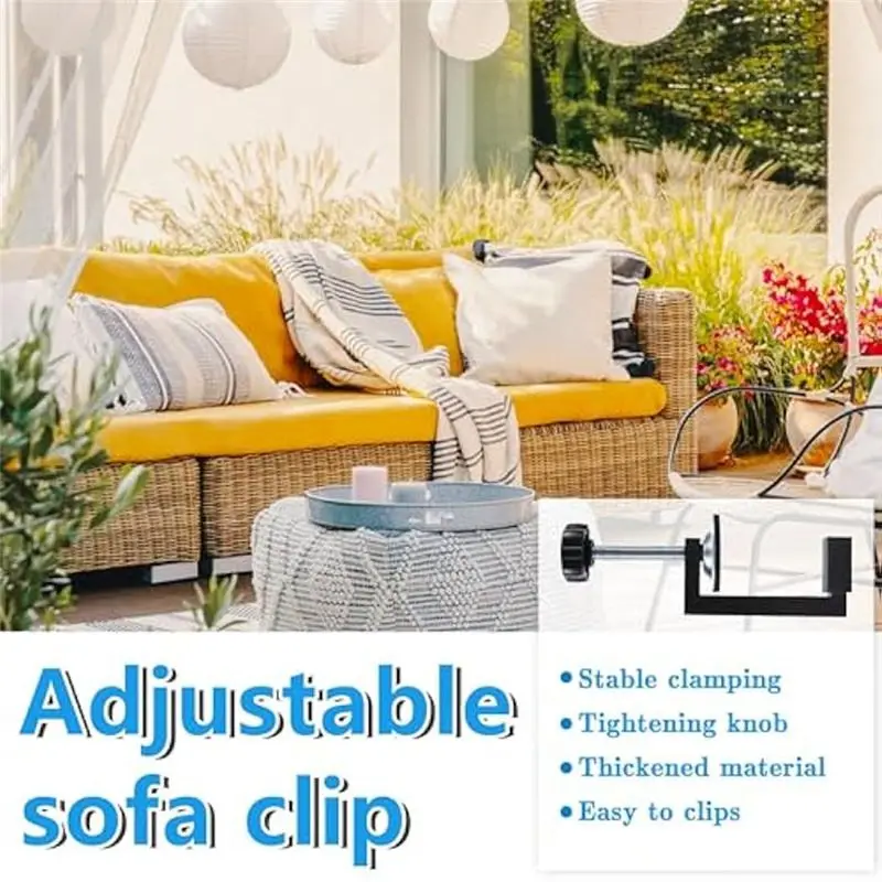 DT19 4Pcs G-Clips Adjustable Patio Furniture Clips, Outdoor Sofa Rattan Furniture Clamps Wicker Chair Fasteners for Sectional