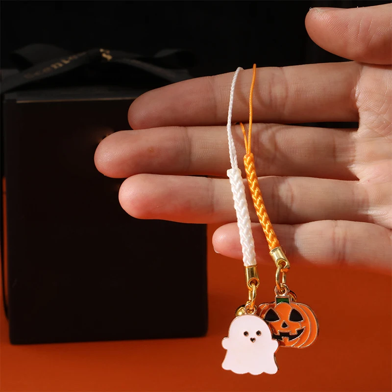 Cordón de cadena de teléfono de calabaza fantasma de Halloween, encanto Simple, funda de teléfono antideslizante, joyería de cuerda para regalos de mujer