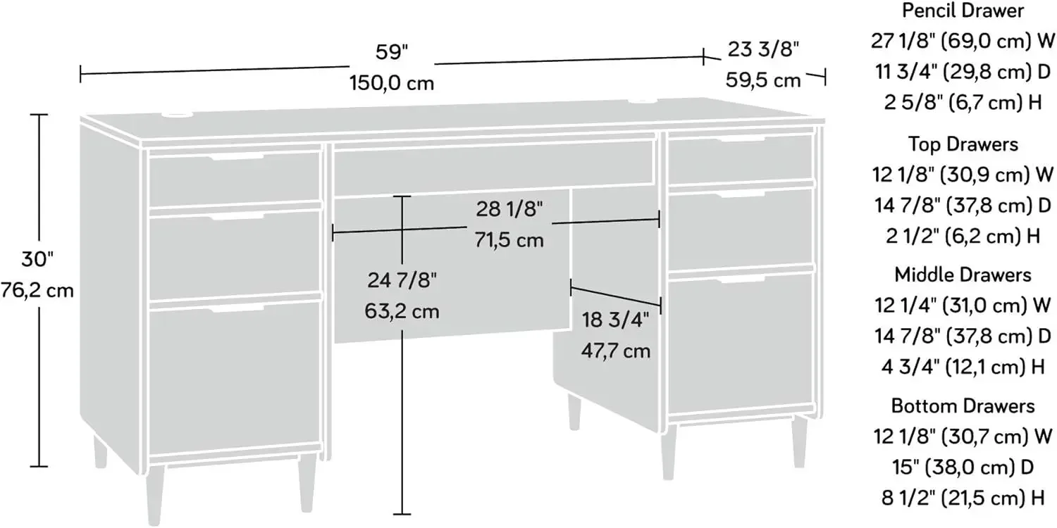 Mesa executiva Clifford Place, com acabamento Grand Walnut