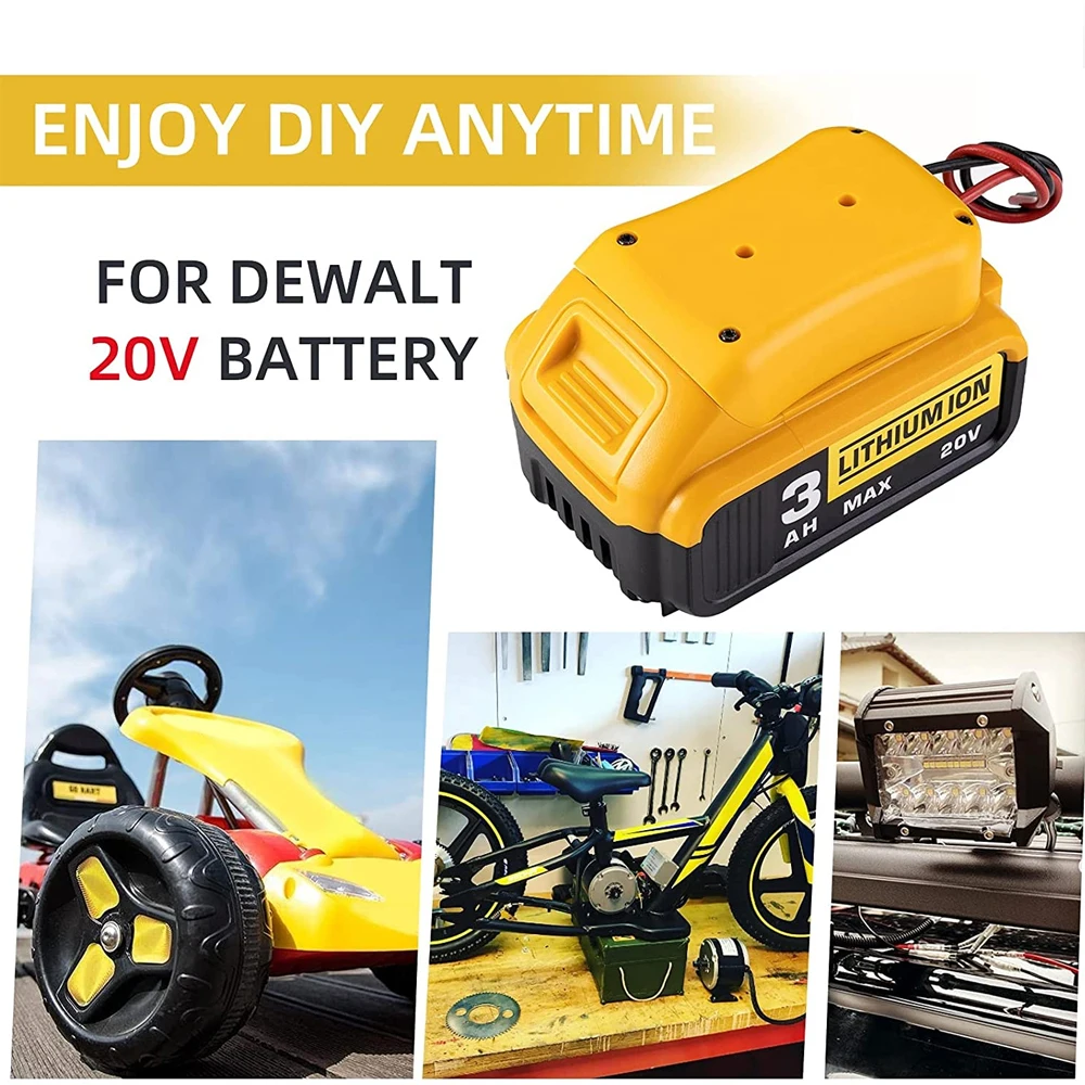 For Dewalt 18V/20V Max Battery Adapters Dock Power DIY Battery Converter Connector 12AWG Home Power Tools Parts Replacement