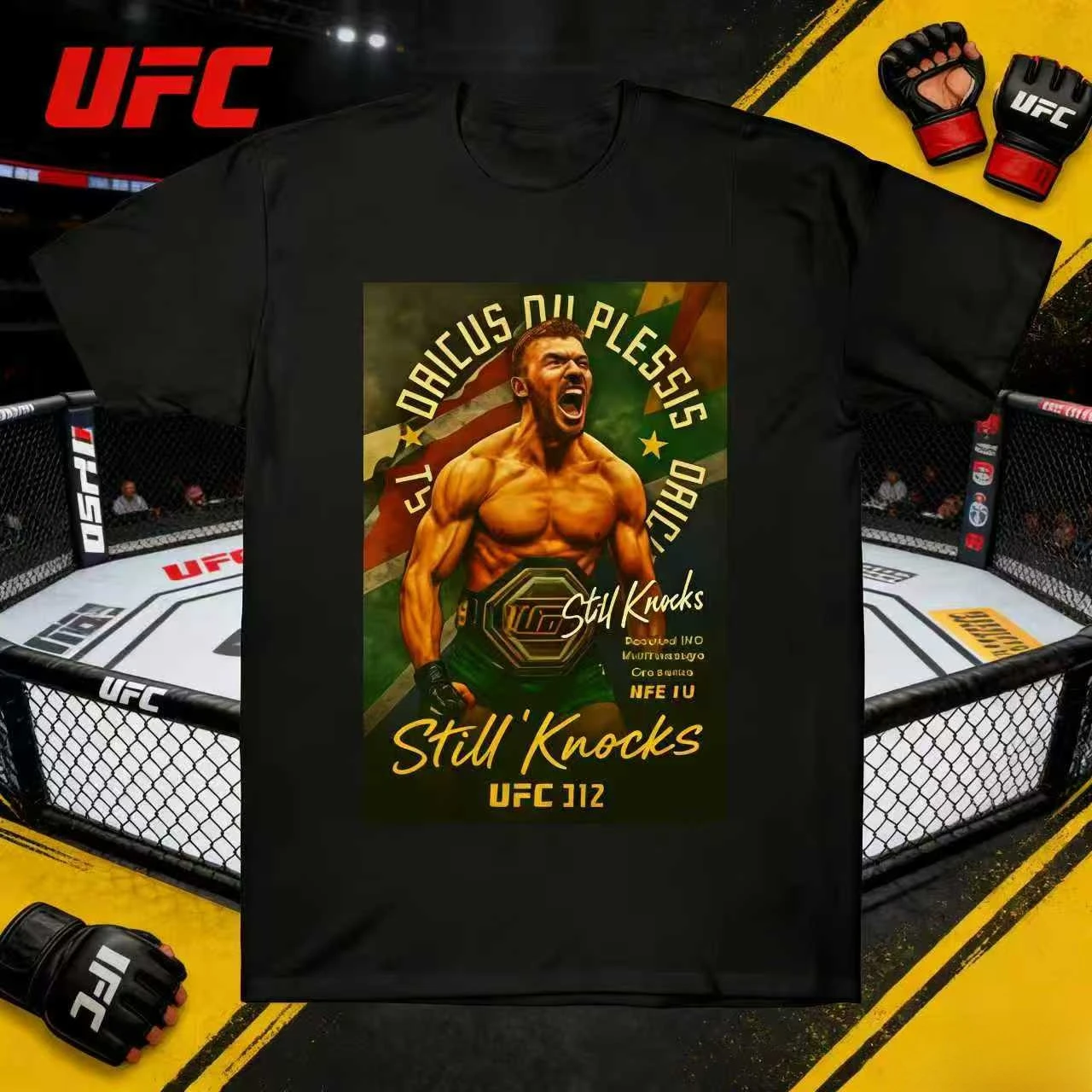 

Футболка свободного кроя из 100% хлопка с принтом UFC Darius Du Plessis, коллекция Лето 2026 – подходит как мужчинам, так и женщинам