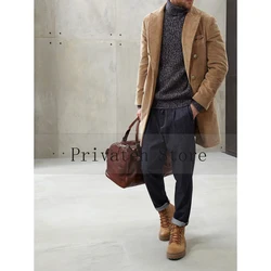 New Coats and Jackets Man Winter Men's Corduroy Mid-length Coat Suit Male New in Suits & Blazers Mantel Semi Formal Man Top Mens