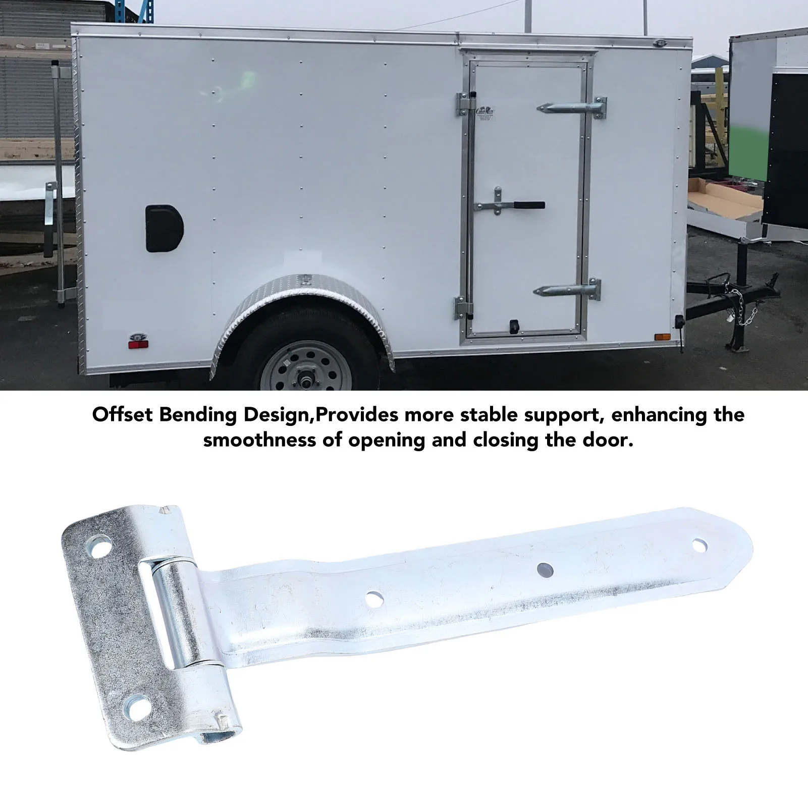 Bent Strap Hinge Trailer Door Strap Hinge 12.6 Inch Metal Trailer Door Offset Bent Hinge for Side Door Enclosed Cargo Utility
