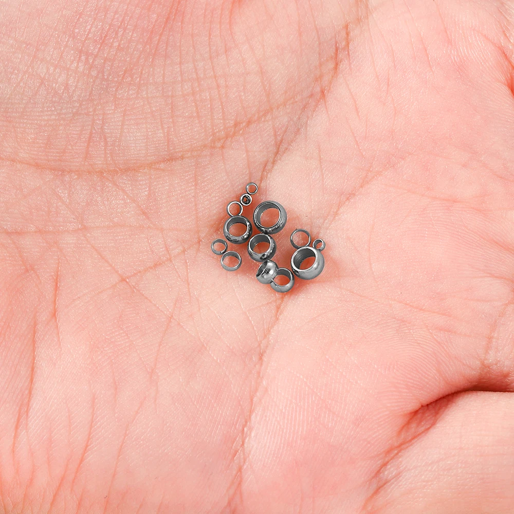 100/120Pcs 1.5/2/2.5/3/3.5/4mm Stainless Steel Round Crimp End Stopper Spacer Beads  for DIY Jewelry Making Supplies ﻿Accessorie view 6