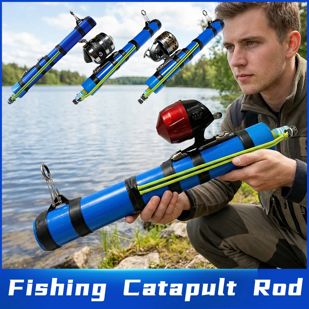 Futterspender für Angelköder im Freien, Köderwurfgerät mit Gummiband, neues Angelzubehör, kompatibel mit verschiedenen Angelrollen