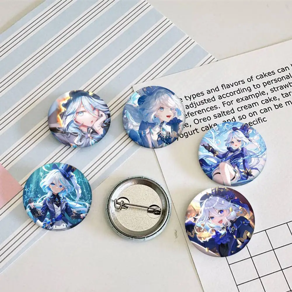 Game Anime Genshin Impact Furrina Round Badge Creative Brooch Clothing Backpack Accessories Lapel Pin