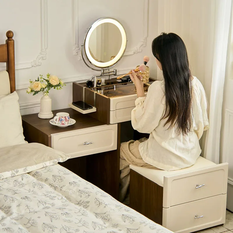 

Modern Coffee Vanity Table Women Bedroom Makeup Mirror Accessories Dressing Table Drawers Storage Vestidores Home Furniture