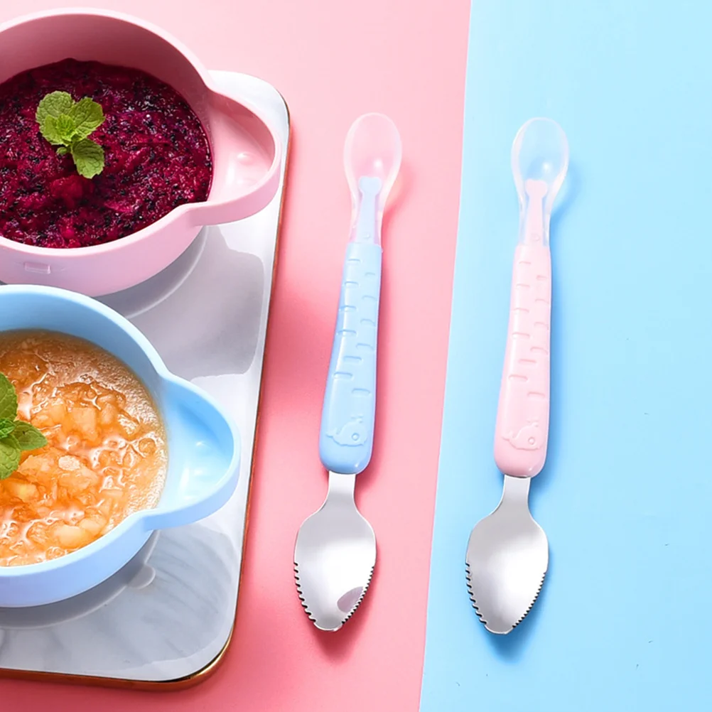 Baby Fruit Puree Spoon Double Head Puree Scraping Spoon Baby Food Feeding Spoon vegetable puree spoon