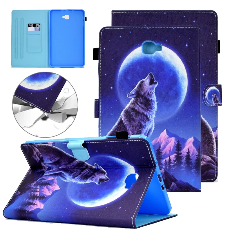 For Galaxy Tab A6 10.1  SM-T580/T585N PU Leather Stand Elastic band TPU back cartoon cover For Samsung Tablet A6 10.1 2016 Case