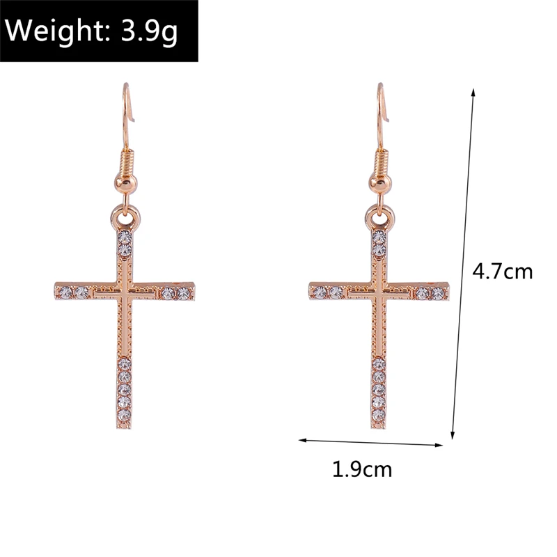 Mode Kristall Kreuz Tropfen Ohrringe für Frauen Gothic Kreuz Baumeln Haken Ohrringe Mädchen Party Festival Schmuck Geschenke – Detail 15