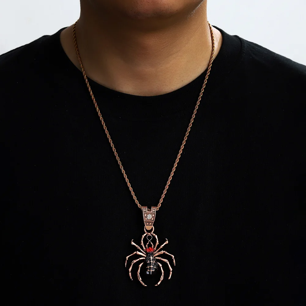 

DIY accessories Hip-hop Halloween dripping spider alloy pendant European and American animal personality exaggerated dark spider