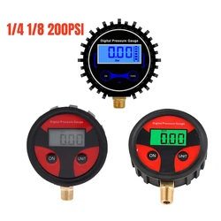 1/4 1/8 200 PSI Digital Tire Pressure Gauge LCD Backlight LED Digital Tire Pressure Gauge Pressure Gauge for Car Pressure Tester