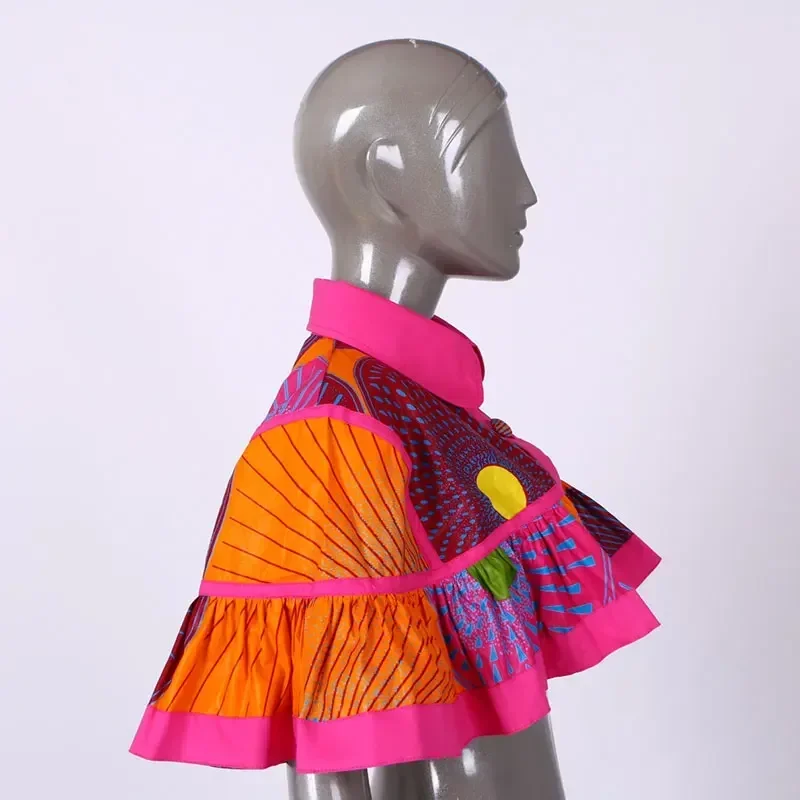 BRW 2026 Fabric African Necklaces For Women Shawl African Chokers Necklaces Print Ankara Tribal Handmade False Collar WYA028