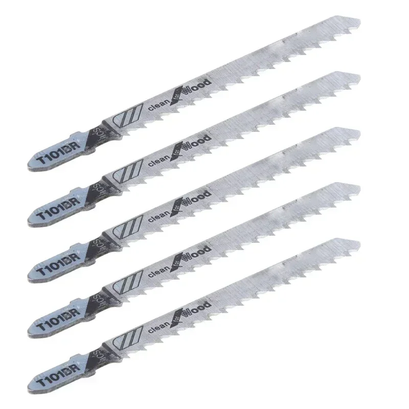 5pcs Workshop Jig Saw Blades HCS 101BR T-Shank Jigsaw Blades 100mm 4inch For Softwood Fiberboard Chipboard Wood Cutting