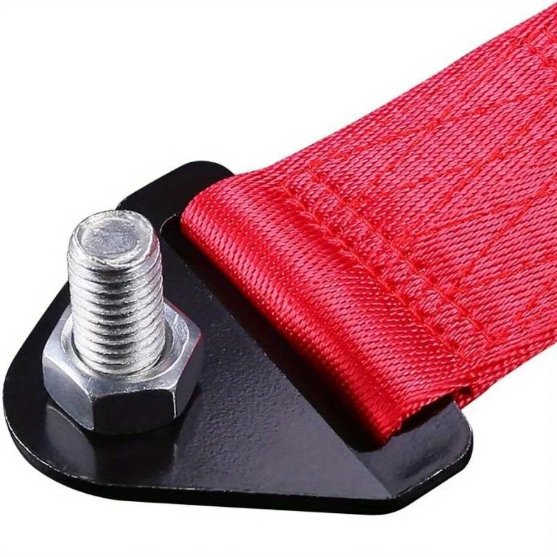 1PCS Universal Remove Before Flight Cars Set Belt Nylon Strap for Front Or Rear Bumper Towing Hooks (Red)