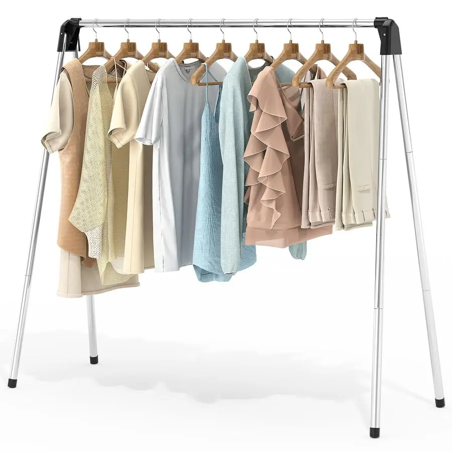 

Foldable Clothes Drying Rack, 55 Collapsible Laundry Clothes Airer Width Heavy Duty Hanger for Sweaters Baby Clothes Towels Port