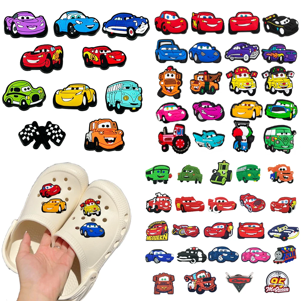Hot Sales 9-100Pcs Mesuca Cartoon Car Series PVC Shoe Charms Accessories DIY Detachable Fashion Shoe Decorations Buckle Gifts