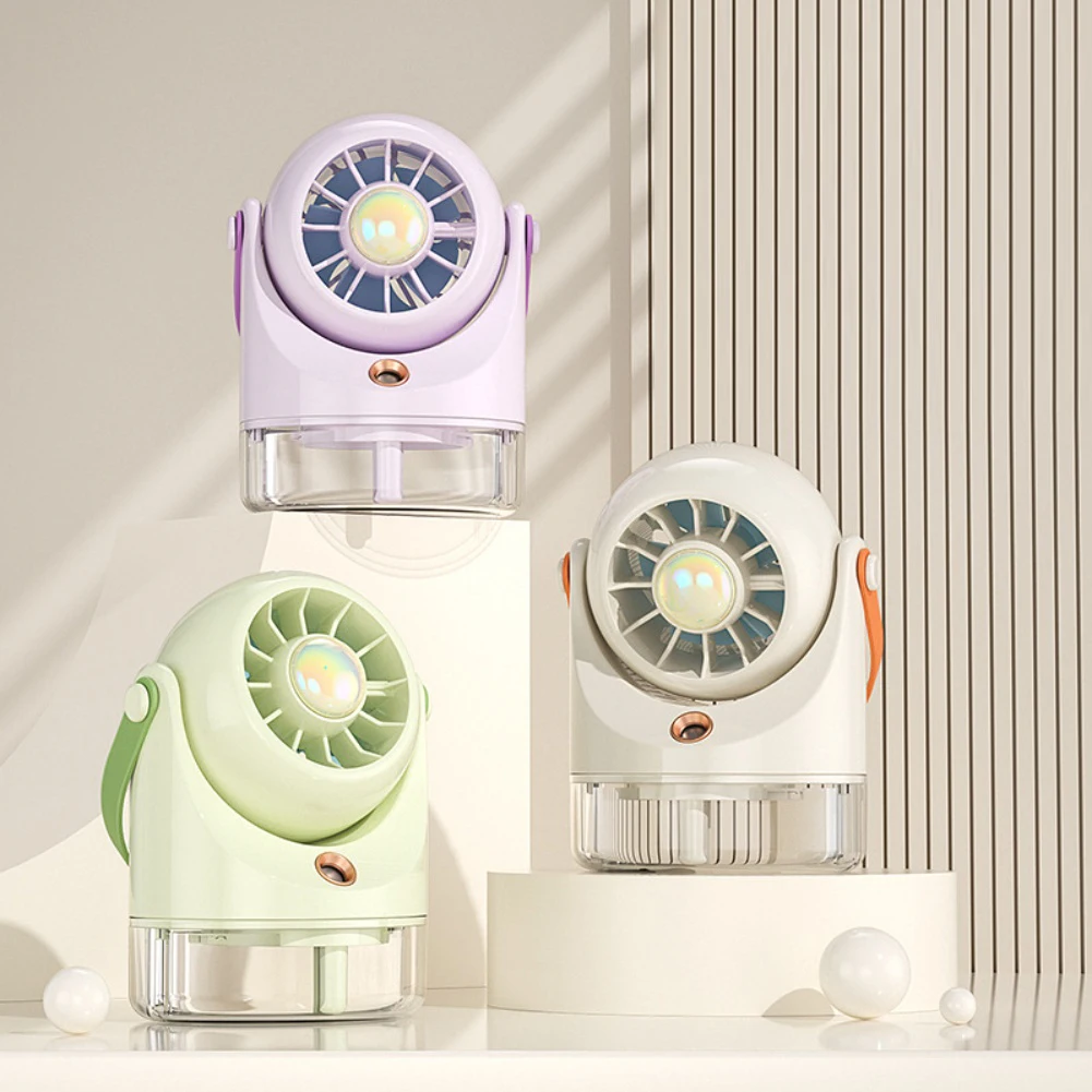 Mini Table Fan with Humidity Spray Feature 100ml Water Tank Lightweight and Battery Operated for Outdoor Activities