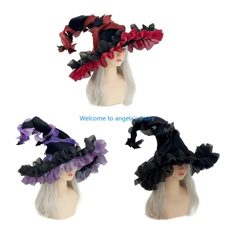 X4YC Friendly Witch Costume Hat Adjustable Elastic Band Reusable Polyester Fabric