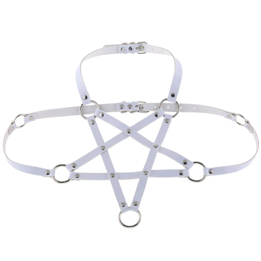 Sexy Harajaku Anime Statement Stars Leather Body Harness Necklace for Women Men Gothic Body Bra Summer Boho Party Jewelry Gift