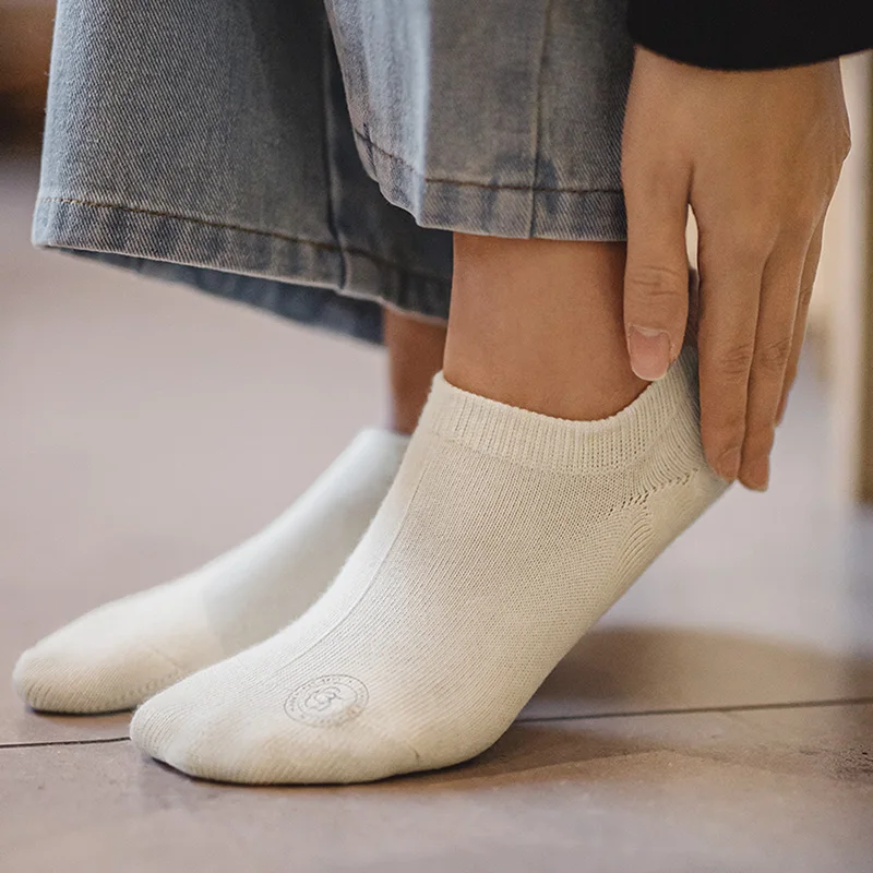 

Maden 3 Pairs Solid Color No-Slip Boat Socks Women's Summer Breathable Thin Socks Anti-Slide Low Cut Female Soft Cotton Socks