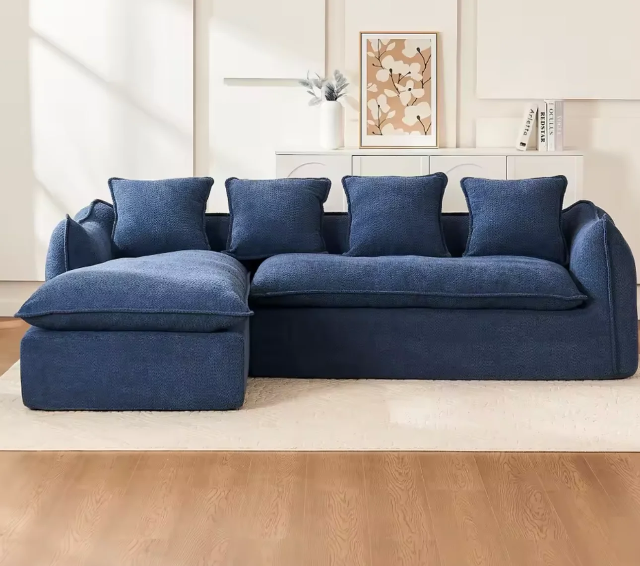 

New Arrival White Velvet Sofa Apartment Compressed Modular Sectional Vacuum Pack Corduroy Corner Sofa Couch