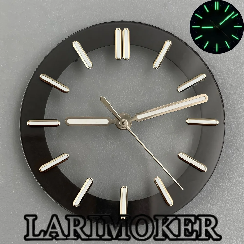 LARIMOKER 29mm 31.5mm Skeleton Transparent Watch Dial Hands Set Luminous Indexes for Universal NH35 NH36 PT5000 Movement view 2