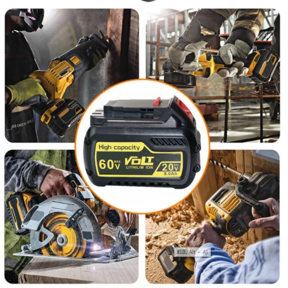 9.0Ah 20V 60V MAX Сменный аккумулятор для Dewalt DCB606 DCB609 DCB205 DCB204 DCB206 DCB209 Электроинструменты Литий-ионный аккумулятор