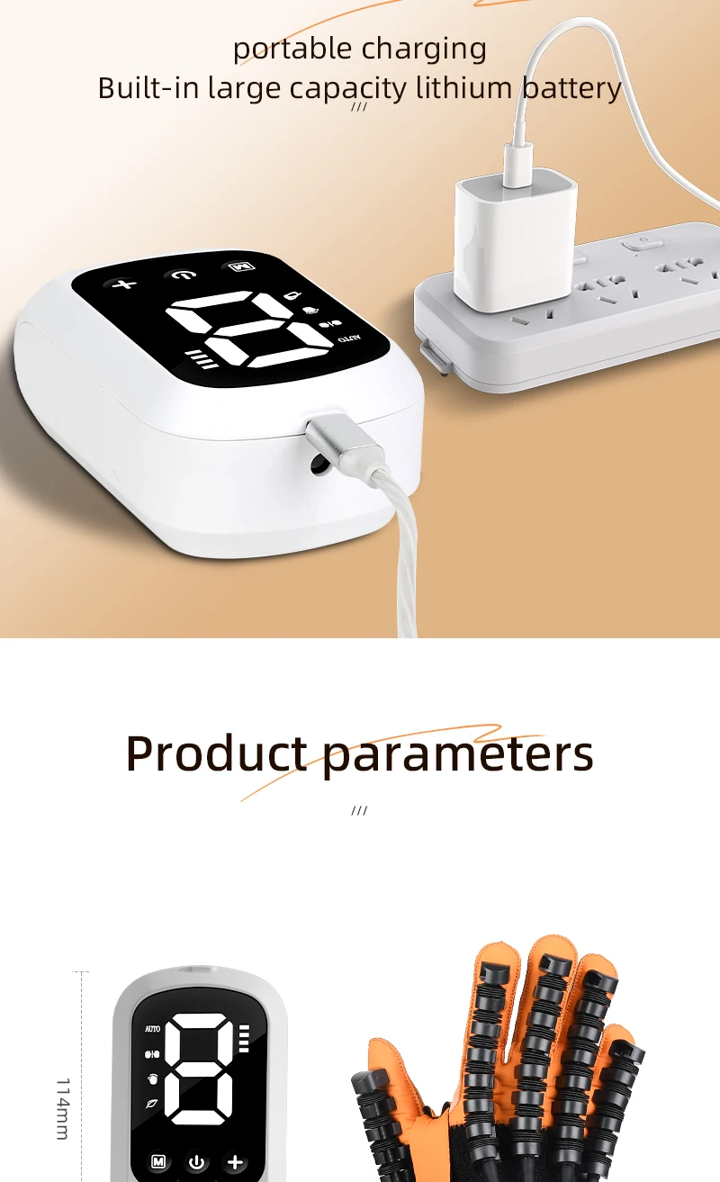 قفازات روبوت لإعادة تأهيل اليد اليسرى واليمنى جهاز تمرين الأصابع مع معدات سوار العلاج لشلل نصفي الدماغ #3