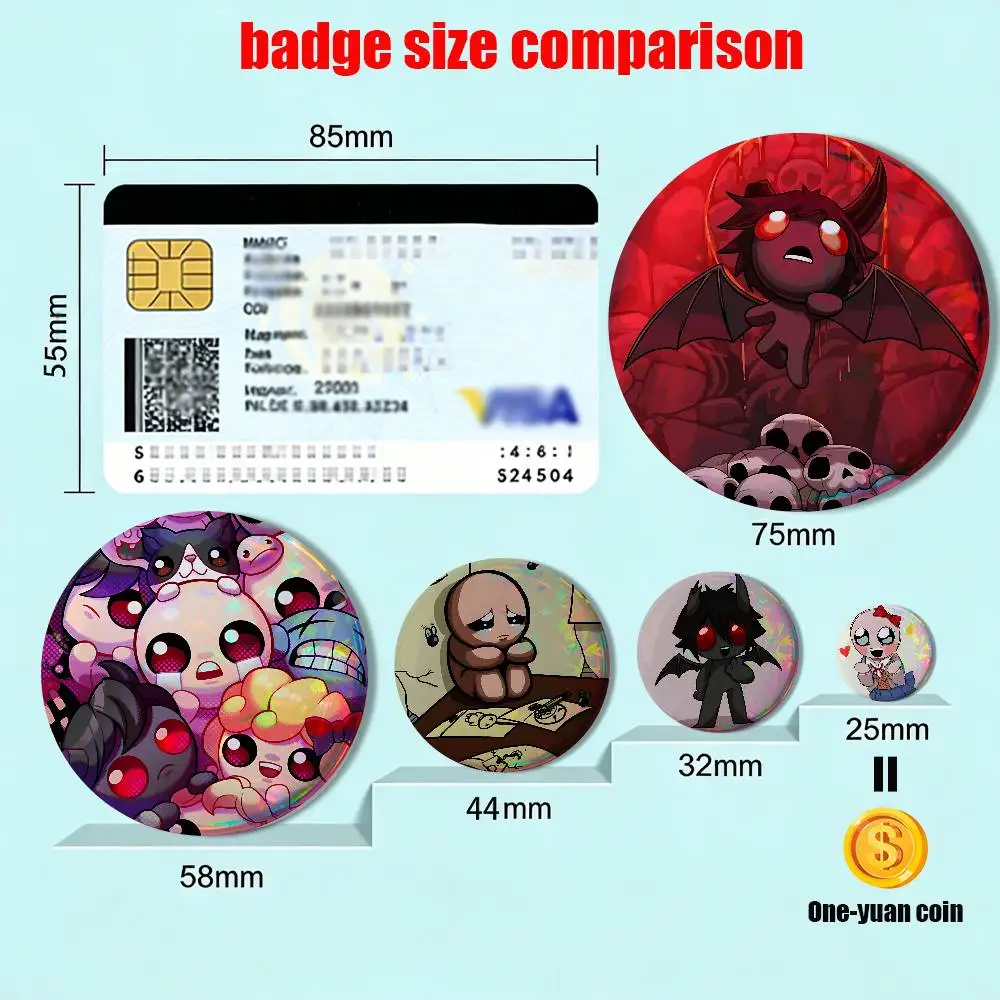 Tainted Cain Binding of Isaac Laser reflective round badges pins bag clothing decorations collectibles gifts for friends