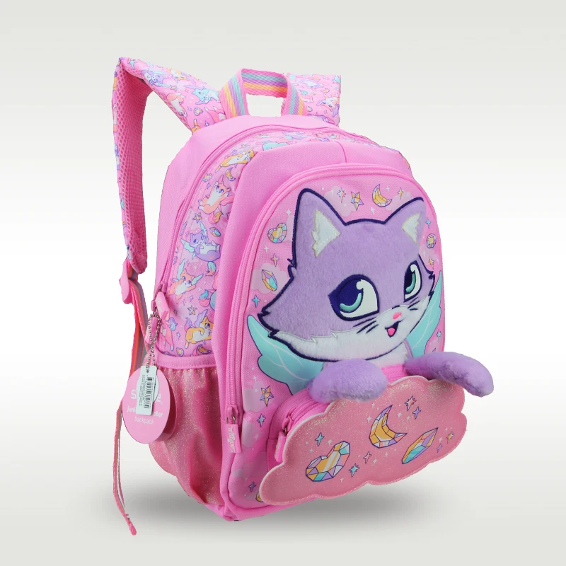 Australië smiggle originele kinderschooltas meisjes Pink Fox schouderrugzak Kawaii 3-7 jaar modelleringstassen 14 inch