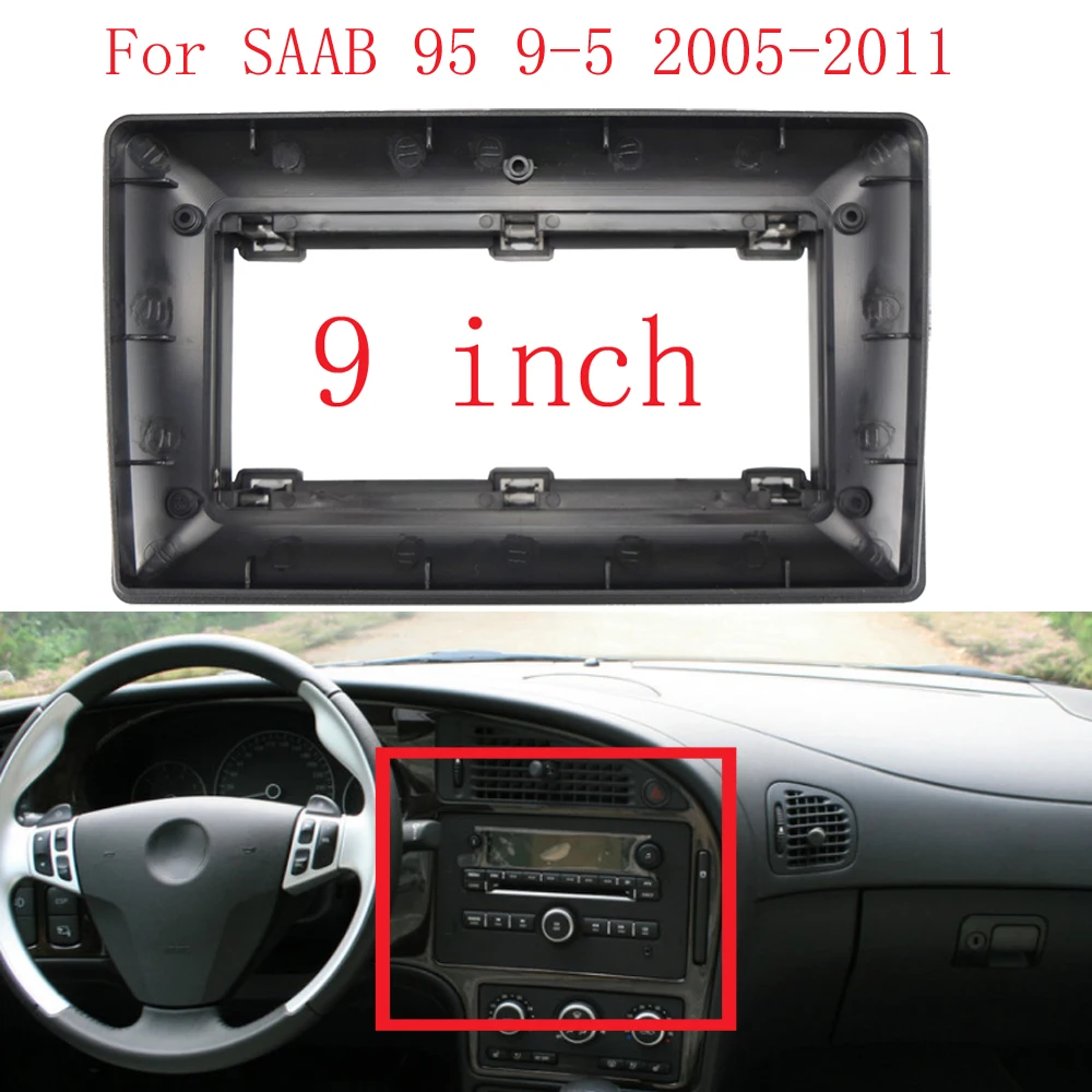 

WQLSK 9 Inch Car Frame Fascia Android Radio Audio Dash Fitting Panel Kit For SAAB 95 9-5 2005-2011